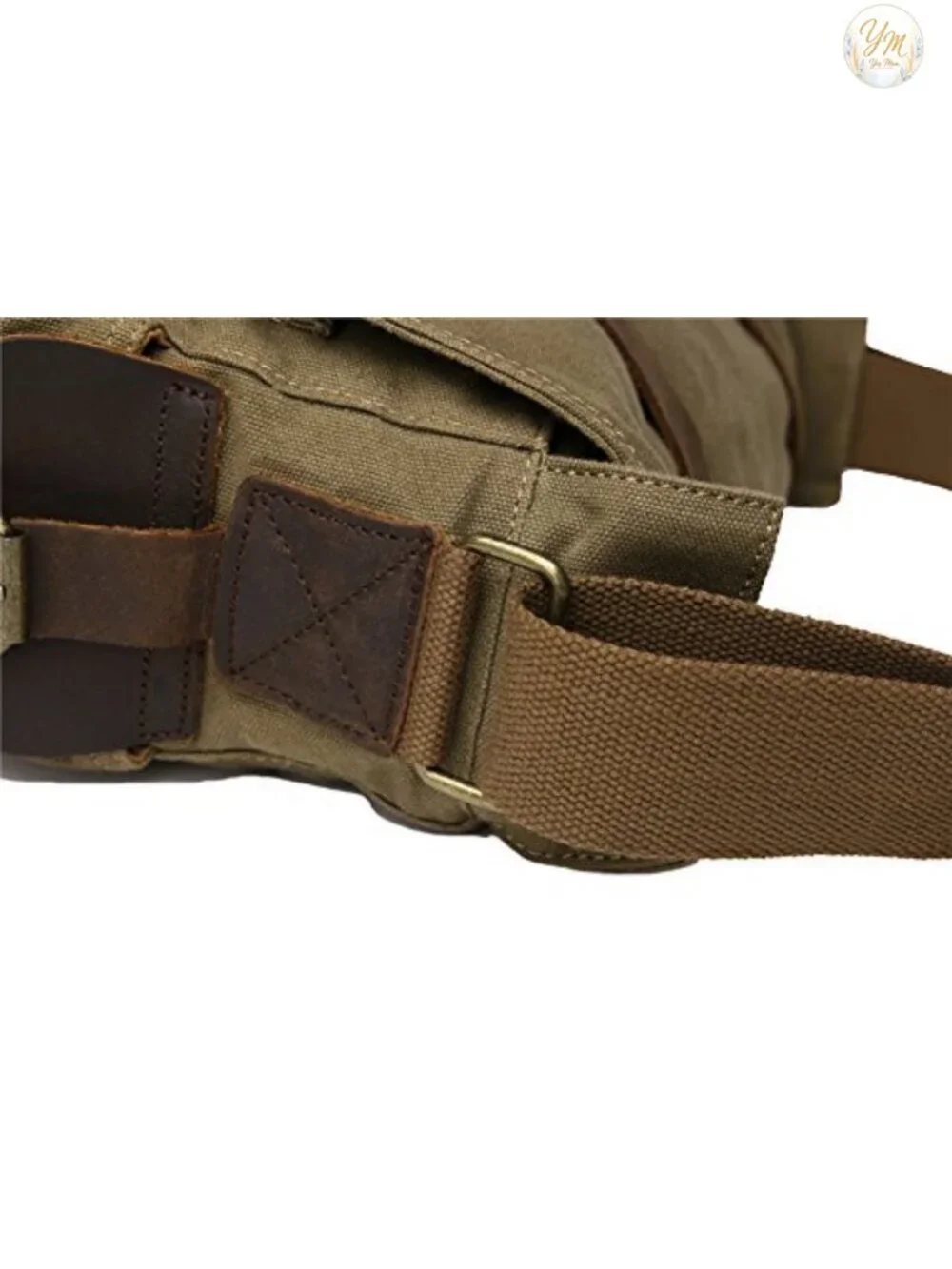 Vintage Canvas Leather Messenger Bag with Laptop Compartment